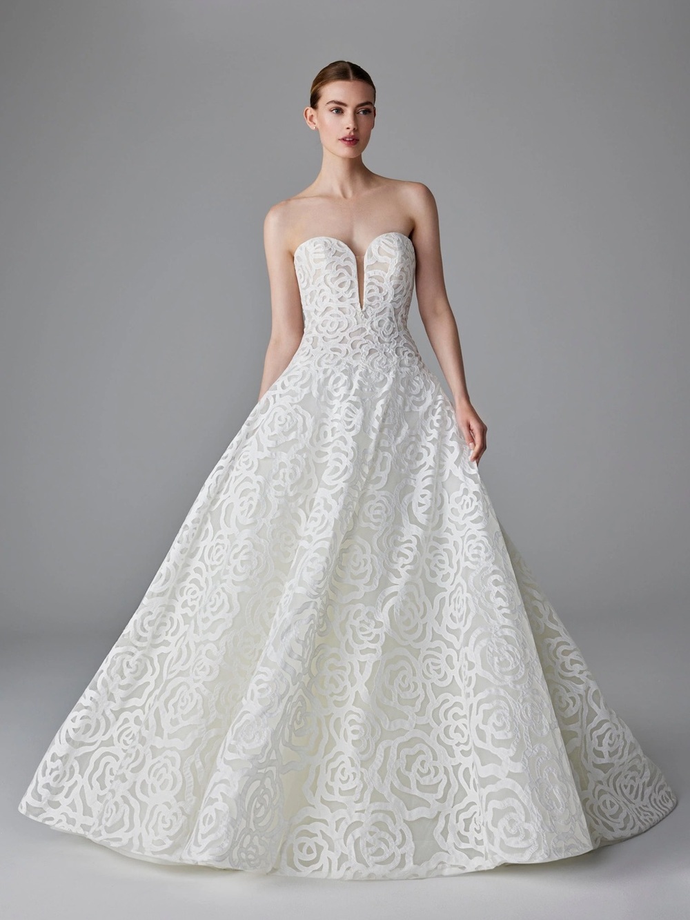 Pronovias Louelle Strapless Floral Lace Wedding Gown – NWT